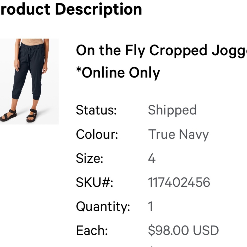Lulu cropped jogger great condition